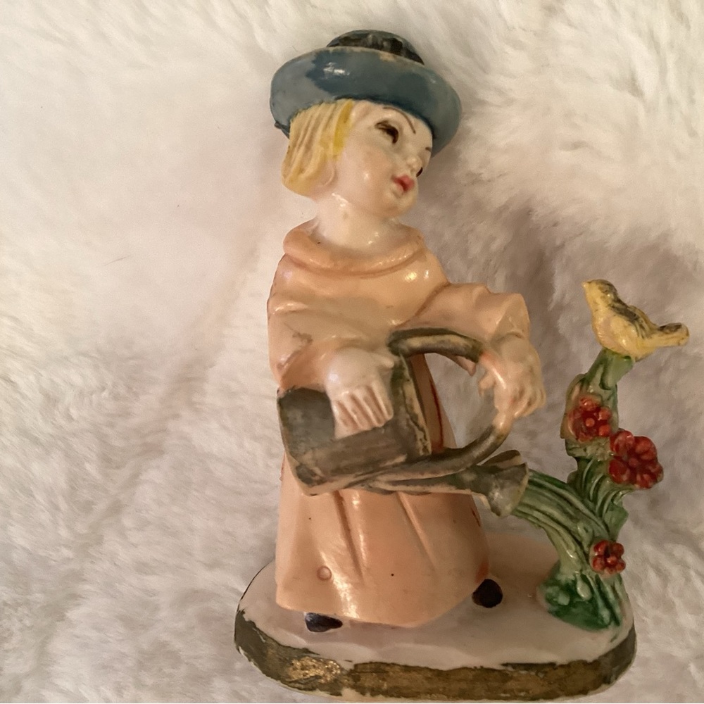 Vintage Fontanini DEPOSE ITALY FIGURINE collectible Boy With Watering Can